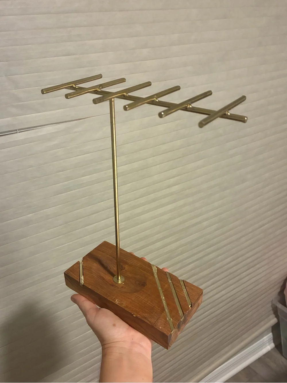 Gold and Wood Jewelry T-Bar Display Stand Men’s jewelry stand